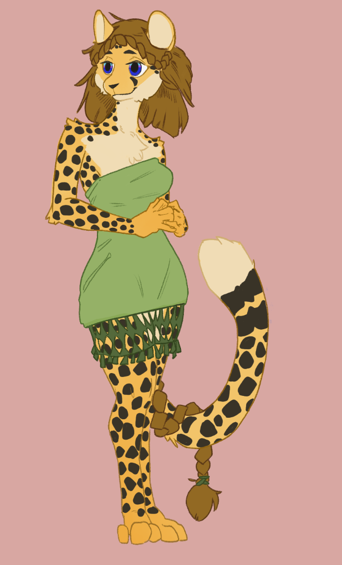 same as first pic in thread, but cheetah colored and green dress
